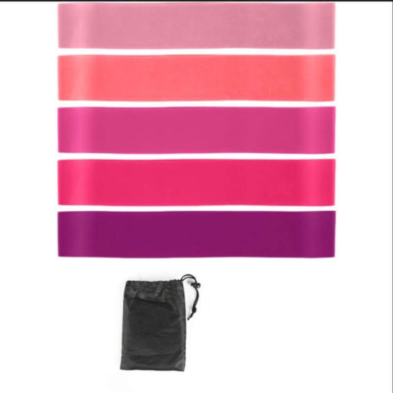 Pink 5-in-1 Yoga Resistance Band Set