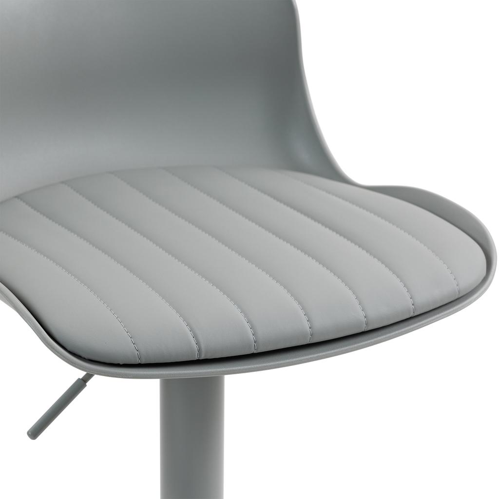 Modern Adjustable Swivel Bar Stools Set of 2, Plastic Backrest & Faux Leather Seat, Gas Lift Height, Metal Base with Footrest, Kitchen Counter