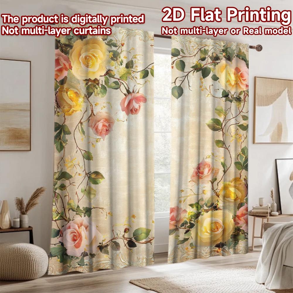 2D Flat Photography Backdrop Popular Backdrop Floral with Roses 100% Polyester Birthday Party for Indoor Celebrations for
