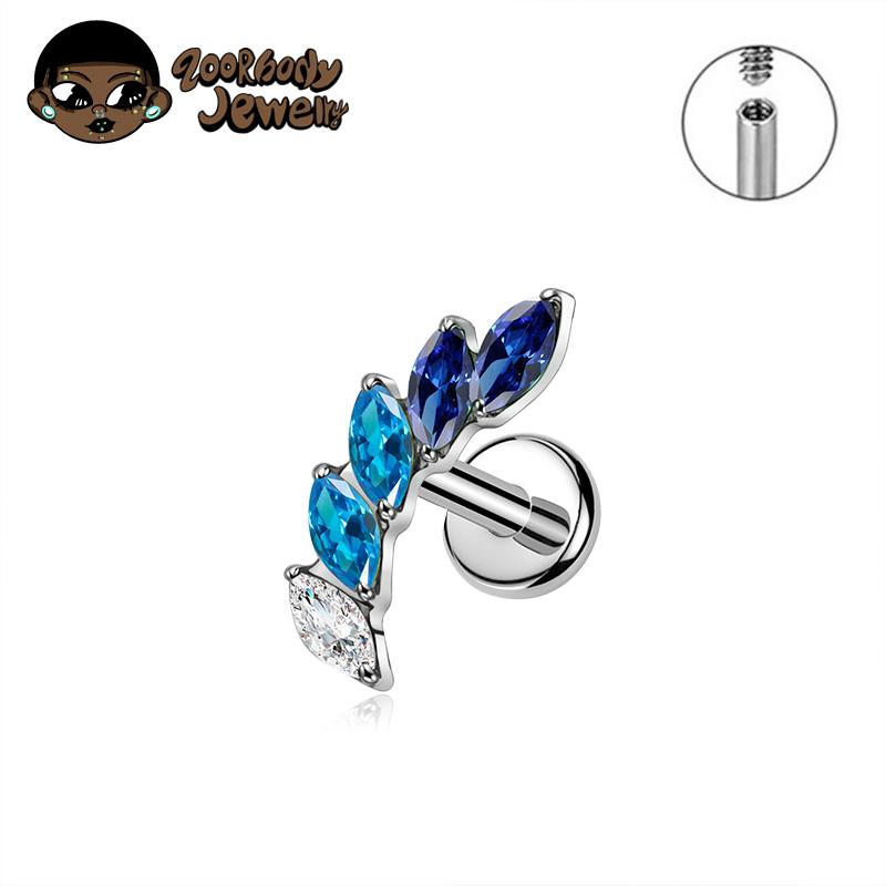 G23 Τιτάνιο 16G Εσωτερικό Σπείρωμα Labret CZ Piercing Χείλος Ρινικό Καρφάκι Stud Tragus Piercing Χόνδρος Αυτιού Helix Dait Κοσμήματα Σώματος