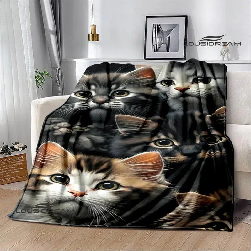 3D Cute Cat Printed Blanket Flannel Warm Blankets Soft and Comfortable Blanket Bed Linings Cubre Cama Birthday Gift