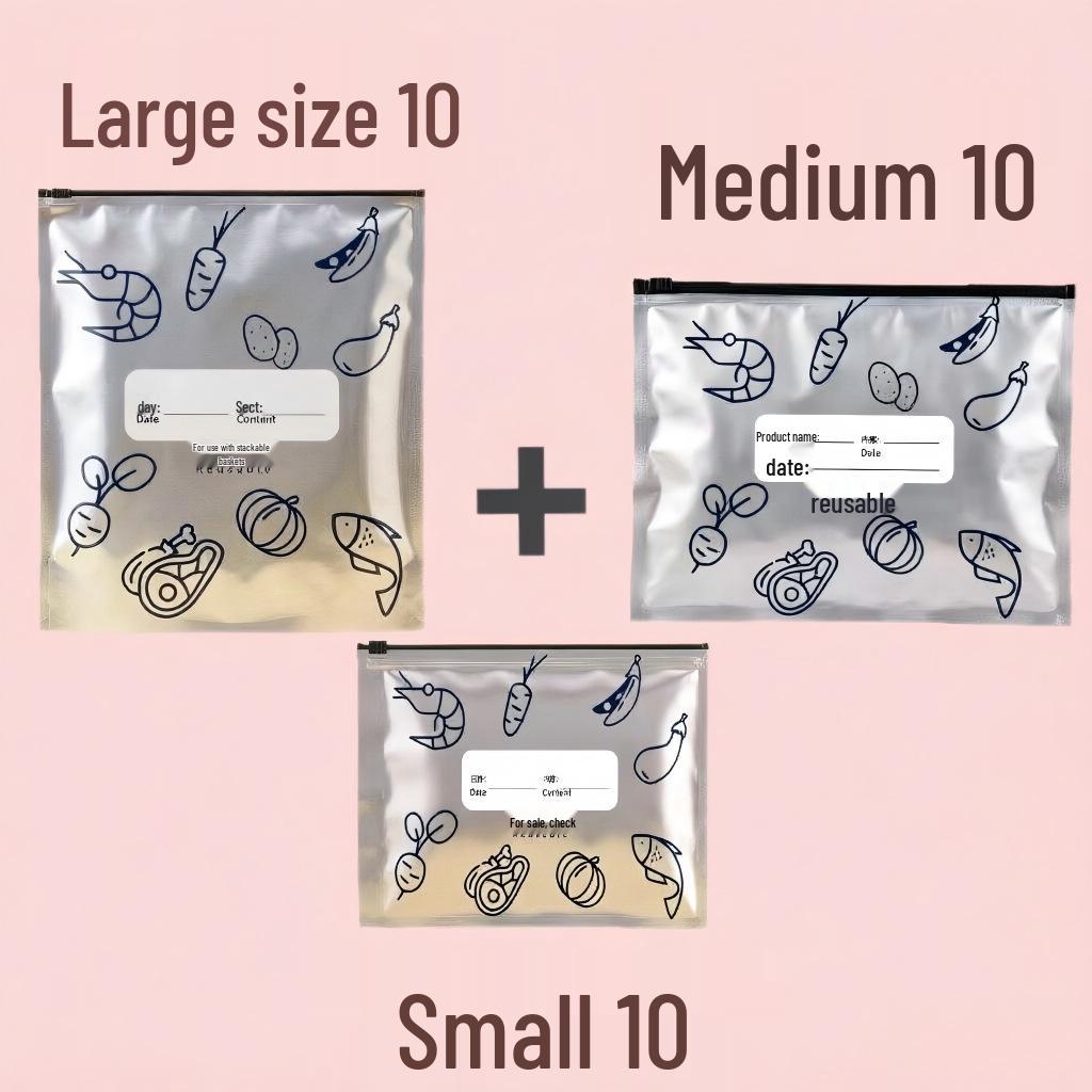 Thickened Aluminum Foil Freezer Bag - Food-Grade Zipper Storage for Fresh-Keeping