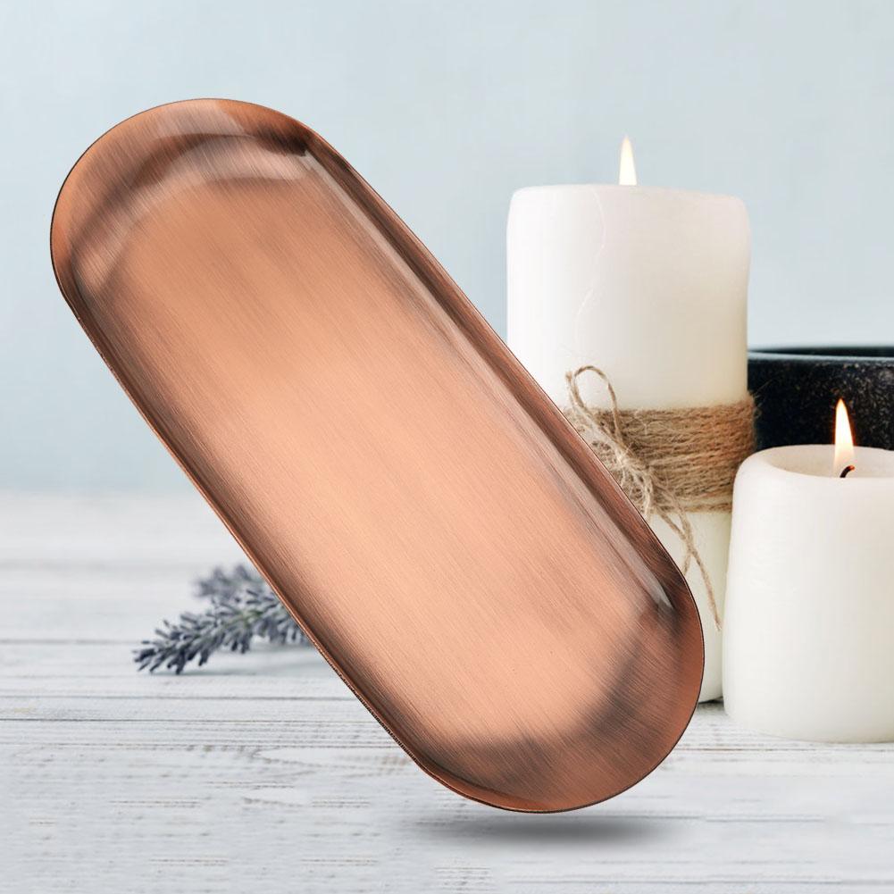 Large Storage Tray 430 Stainless Steel Aromatherapy Candle Tool Tray OrganizerRetro Red Copper