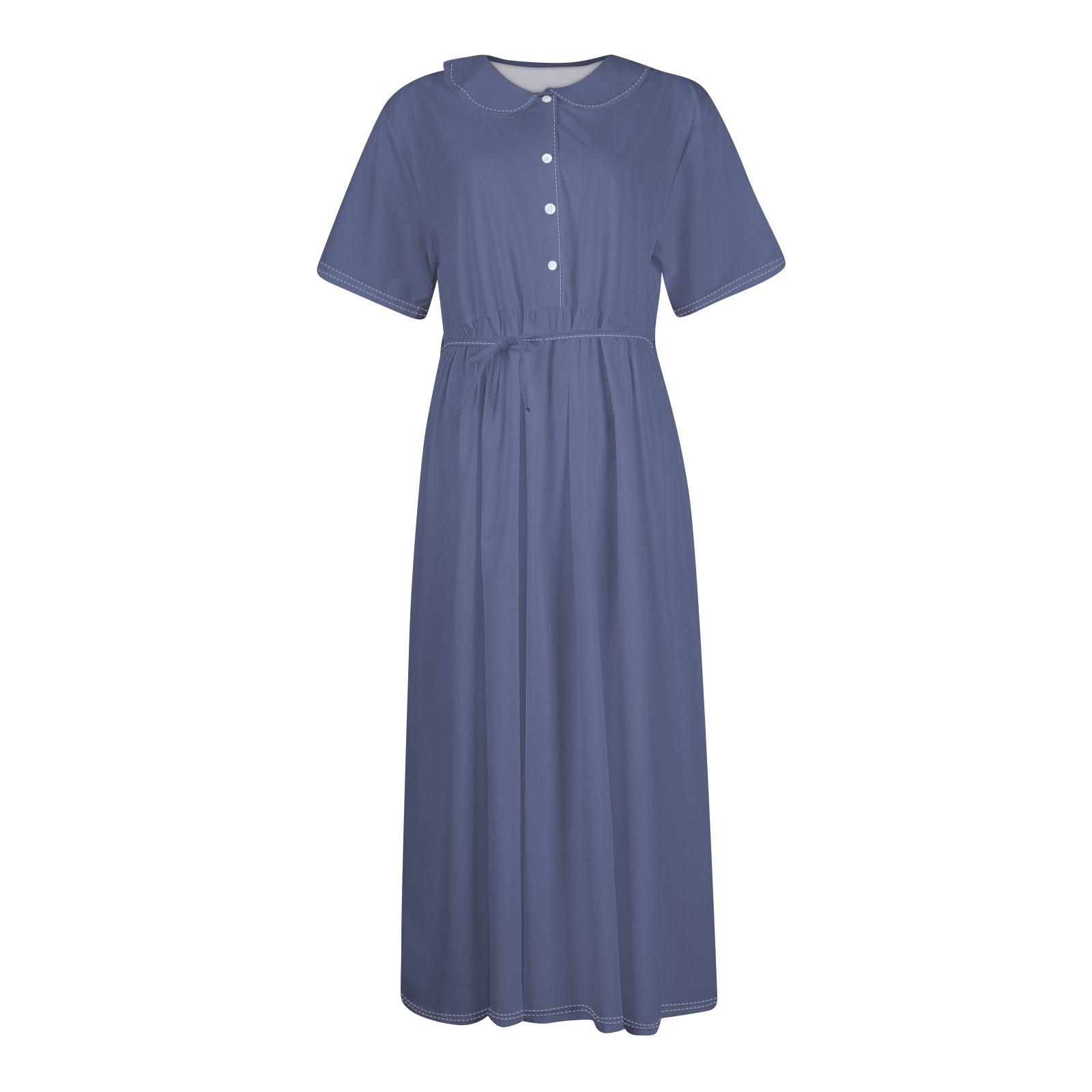 Женская мода сплошной цвет воротник с лацканами пуговицы с коротким рукавом одежда ремни — фото 5