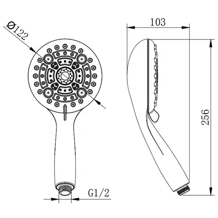 6 Functions High Pressure Chrome Water Saving Shower Mist Spray Bath Handheld Shower Head with Bracket and Hose for Bathroom