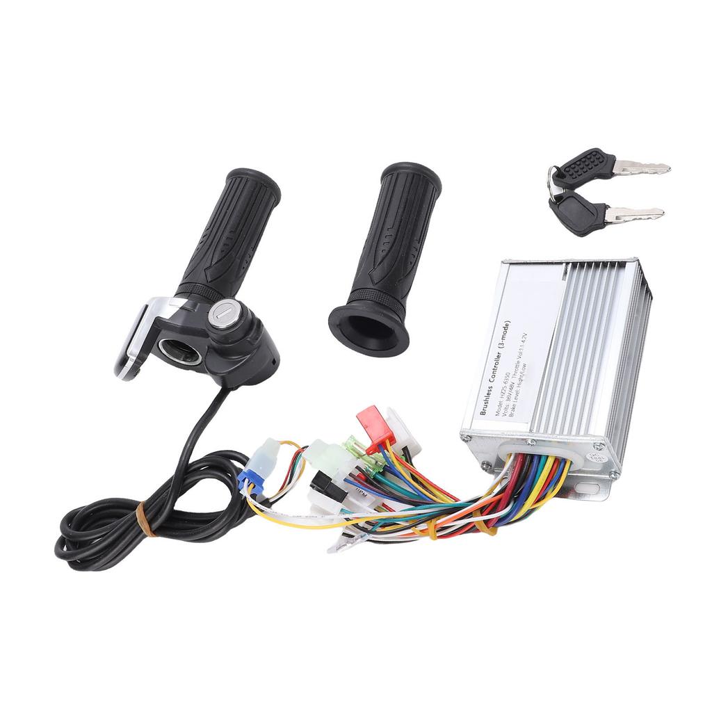 Electric Bike Controller Kit Brushless Motor Controller with Throttle Handle Grip Keys for Electric Scooter Modification