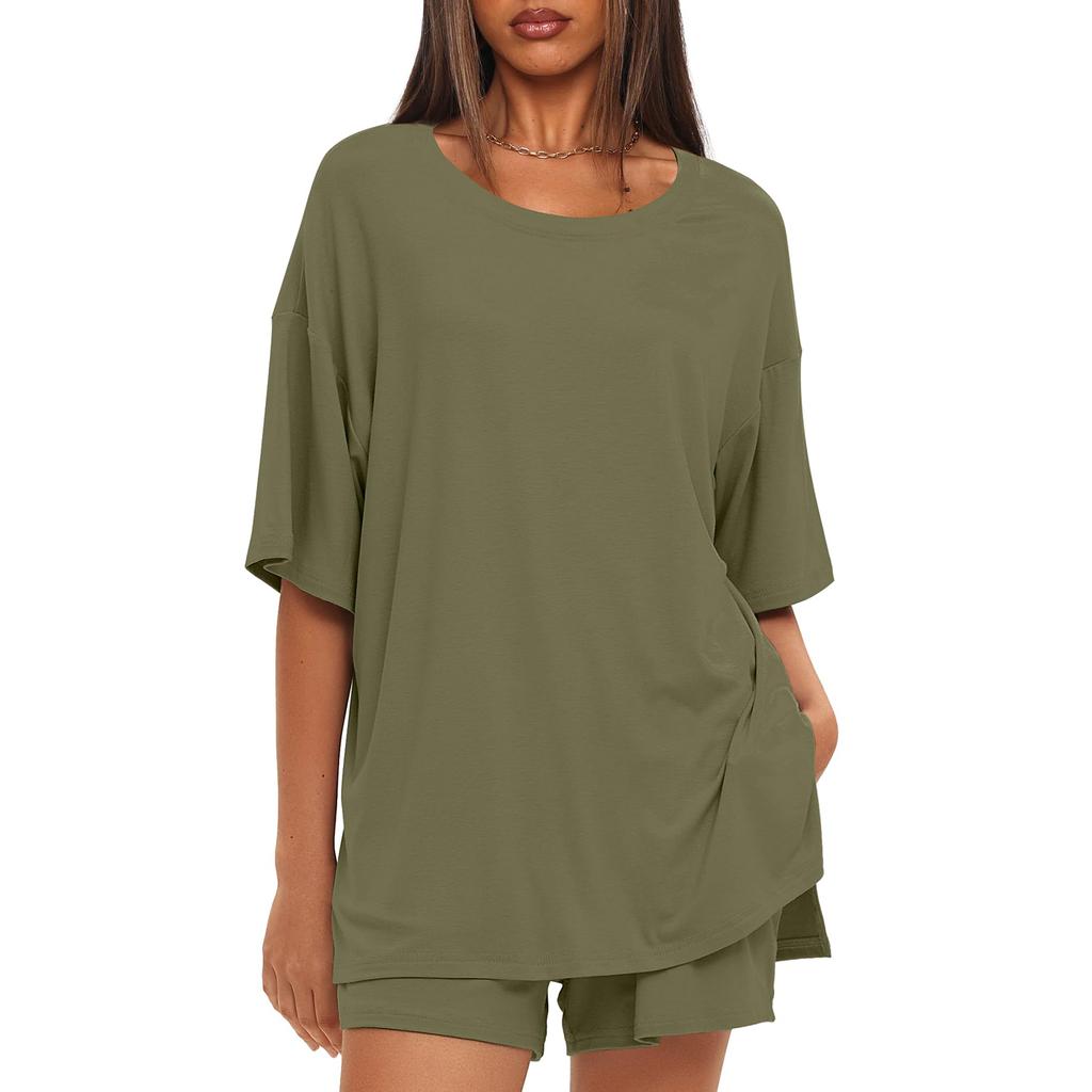 Women's Loose And Fashionable  Casual Short Sleeved Shorts Two-piece Set