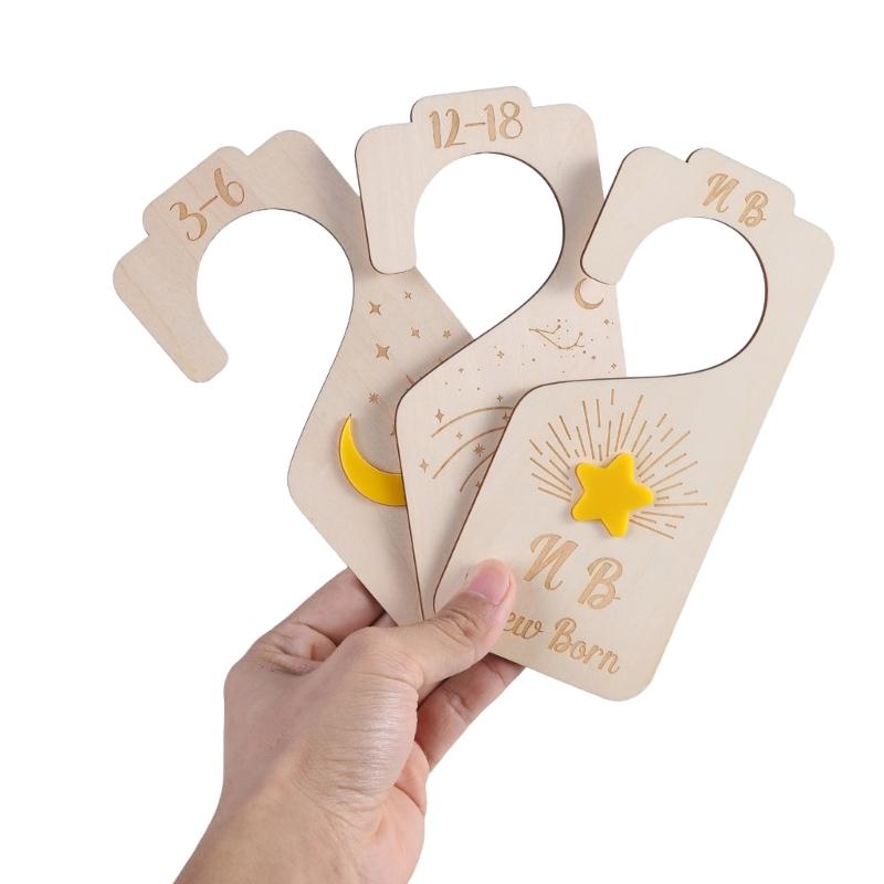 Set of 7 Wood Baby Wardrobe Closet Dividers Nursery Clothing Organizers Infant Clothes Size Organization Partition