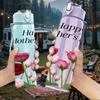 1PC Happy Mothers Day Red Rose Print 750ml Color Plastic Sports Water Bottle Leakproof Flip Straw Lid Suitable for Sports Office Home Use