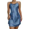 Damen Sommer Seide Ärmelloses Nachthemd - Sexy Eis Seide Druck Kurz Slip