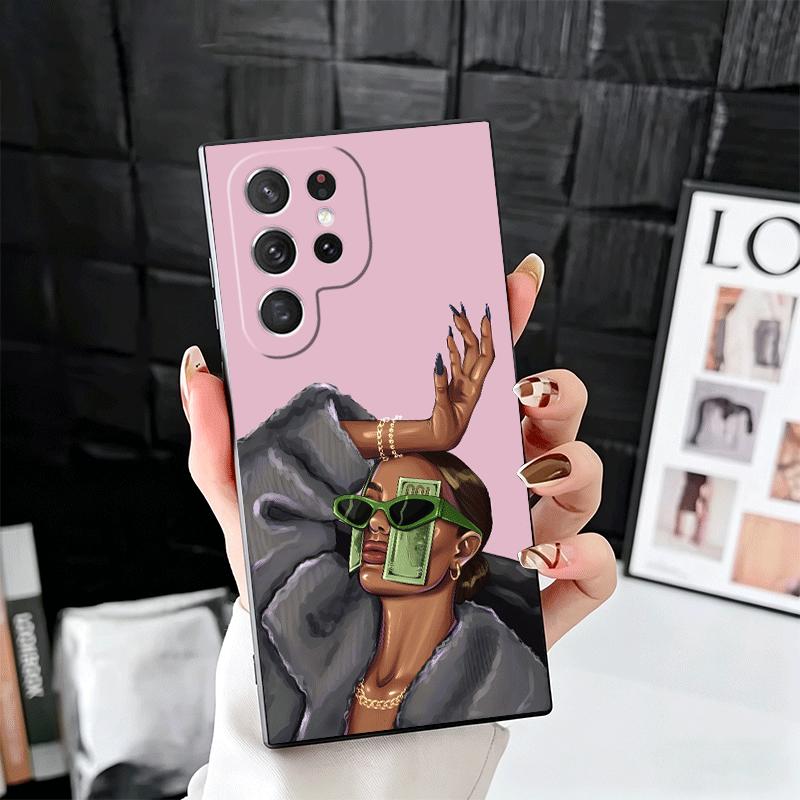 Girl Boss Lady Pink Soft Phone Case for Samsung Galaxy S26 S25 Edge S24 Ultra S23 Plus S22 S21 FE S20 Black Cover Back Shell
