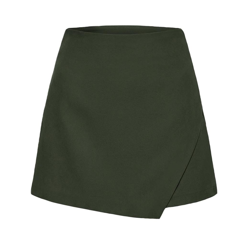 Women High Waist Casual Shorts Asymmetrical Wrap Skort Design Comfortable Fit Soft Fabric Lightweight Summer Bottoms