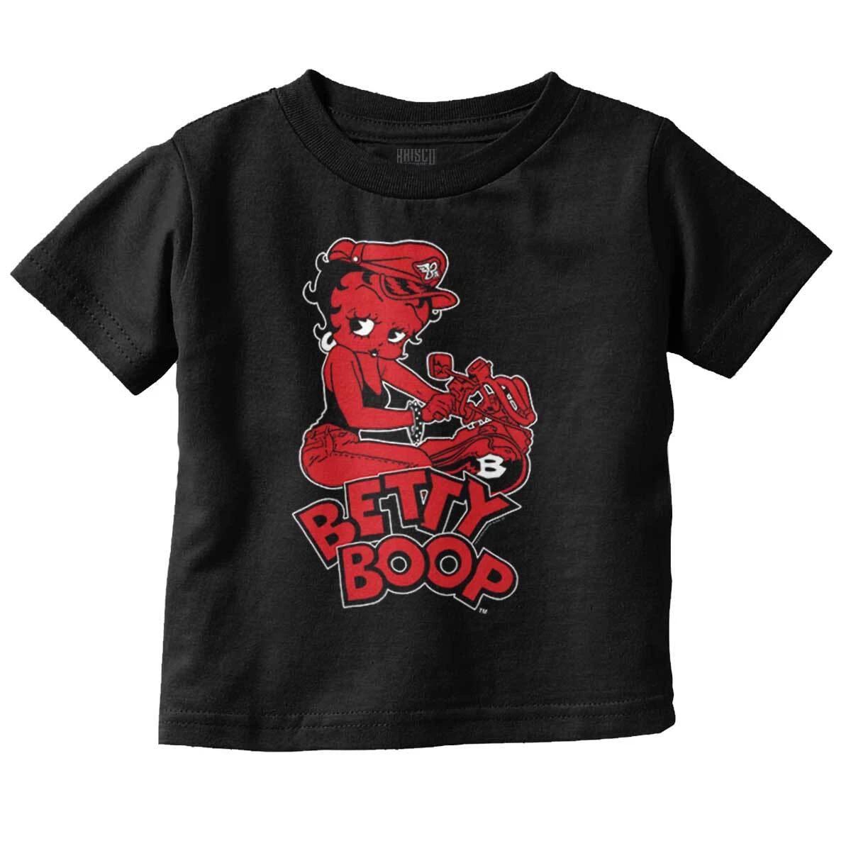 Cool Betty Boop Biker Vintage Retro Cartoon Toddler Girl Youth T Shirt For Kids XXXXL