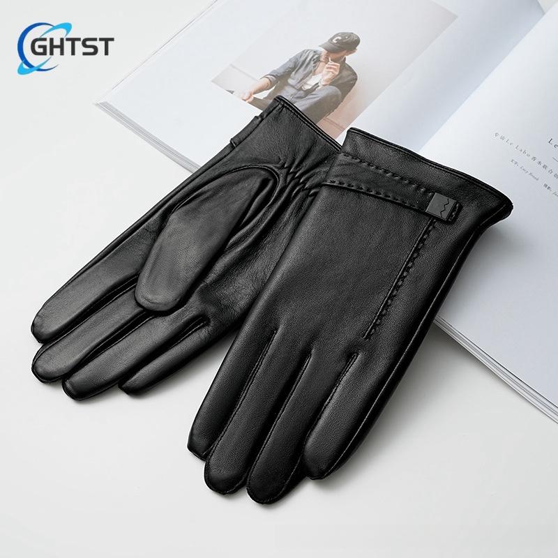 Winter Touch Screen Leather Gloves For Men Warm Windproof Anti Slip Motorcycle Rider Equipment Gloves