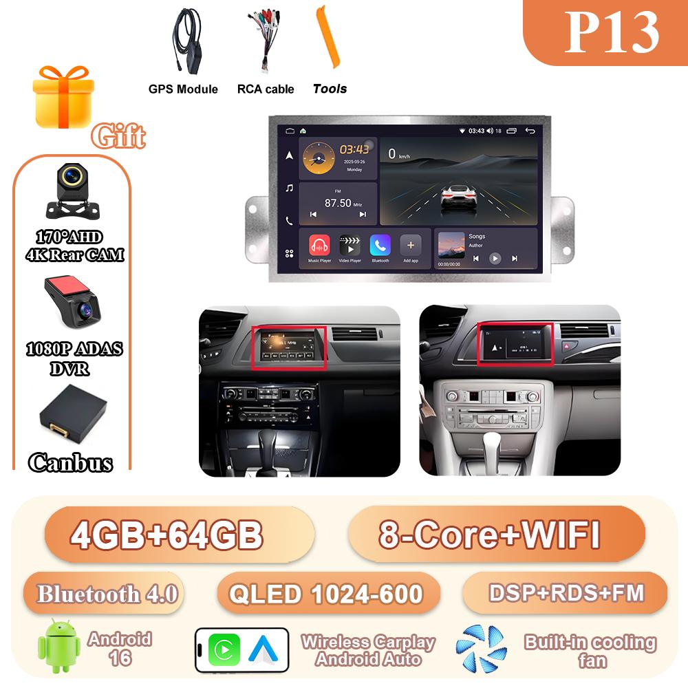 Car Radio Carplay Android Auto For Citroen C5 X7 Multimedia Video Player touch screen Navigation GPS Auto stereo 4G+WIFI No 2DIN