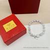 2025 Exquisite Sterling Silver Lotus Bracelet with Crystal White Cat Eye Beads - Luxurious Women's Hand Jewelry