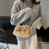 Cute Girls Bow Knot Plush Handbag Korean Ladies Winter Soft Fluffy Shoulder Bag With Top Handle Faux Fur White Crossbody Bag