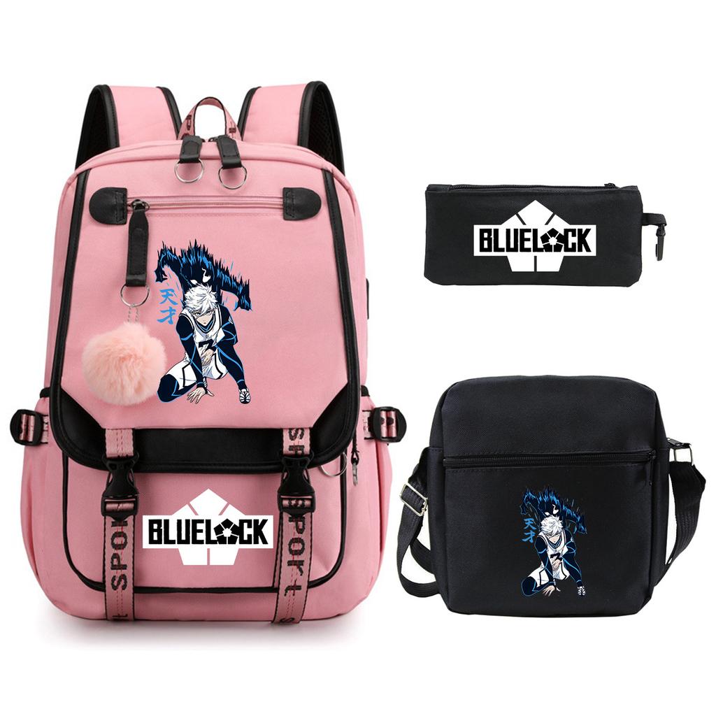 Trend Campus Primary And Secondary School Students Schoolbag Blue Prison Periphery Animation Backpack Pencil Bag