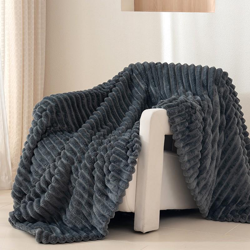 Striped Solid Color Multi-Functional Blanket for Sofa, Dorm, or Napping