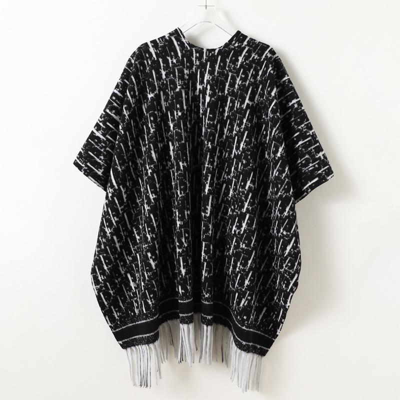 French Romantic Rose Autumn And Winter Men'S And Women'S Double-Sided Shawl With Imitation Cashmere High-End Warm Fringed Scarf Cape