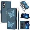 Glitzer Schmetterling Reißverschluss Veganes Leder Handyhülle Für Galaxy A07 4G / A06 5G / A06 4G, Kartenhalter Handgelenkschlaufe Stoßfeste Hülle