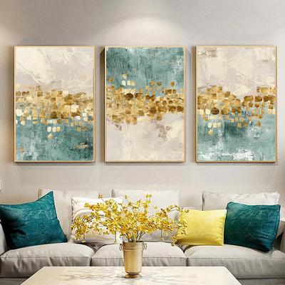Leinwand Poster Minimalismus Malerei Nordic Kunst Hellblau Goldene Abstrakte Wand Kunst Bild Moderne Home Wohnzimmer Wohnkultur