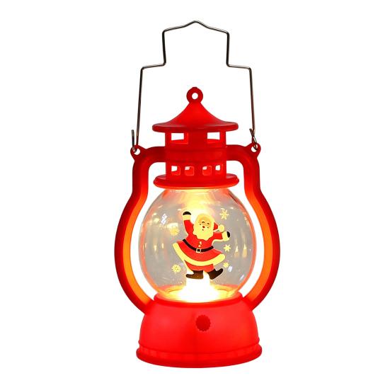 Vintage Style Pony Lantern Christmas Night Light, Retro Santa/Snowman/Tree Handheld Oil Lamp with Festive Party Decoration Warm LED, Cute Holiday