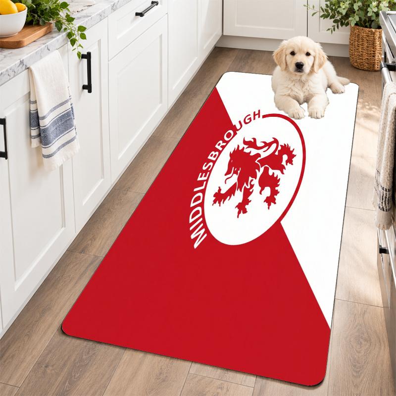 Flannel Kitchen Mat Middlesbrough FC Soft Area Rug Non Slip Floor Carpet Home Decoration