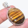 Natural Tiger Eye Gemstone 925 Sterling Silver Jewelry Pendant 1.81" u6S42