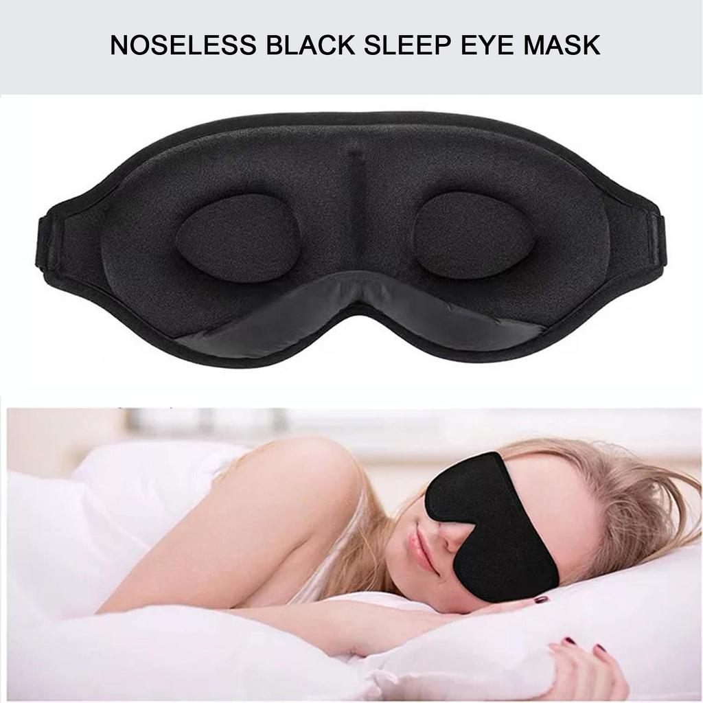 Sleep Mask for Women, Men for Home, Plane and Travel 3d with Memory Effect, Blindfold with Earplugs, Black
