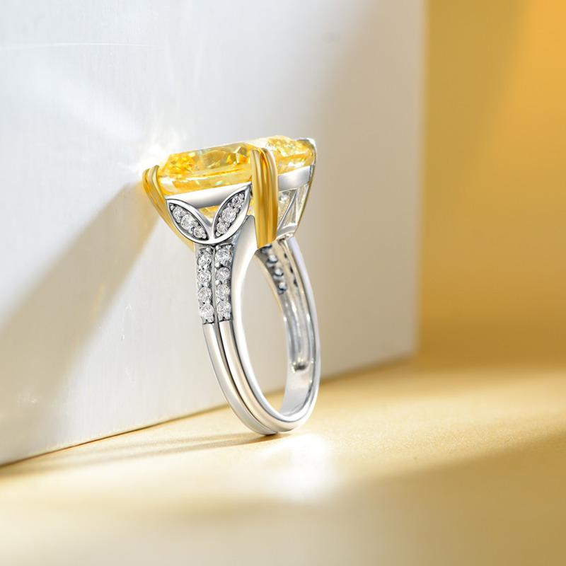 Gica Gema Prsteny s vysoce uhlíkovými diamanty ze sterlingového stříbra 925, unikátní design, čtvercový tvar, romantické jemné šperky, svatební párty dárky, nový trend 14 * 14 mm