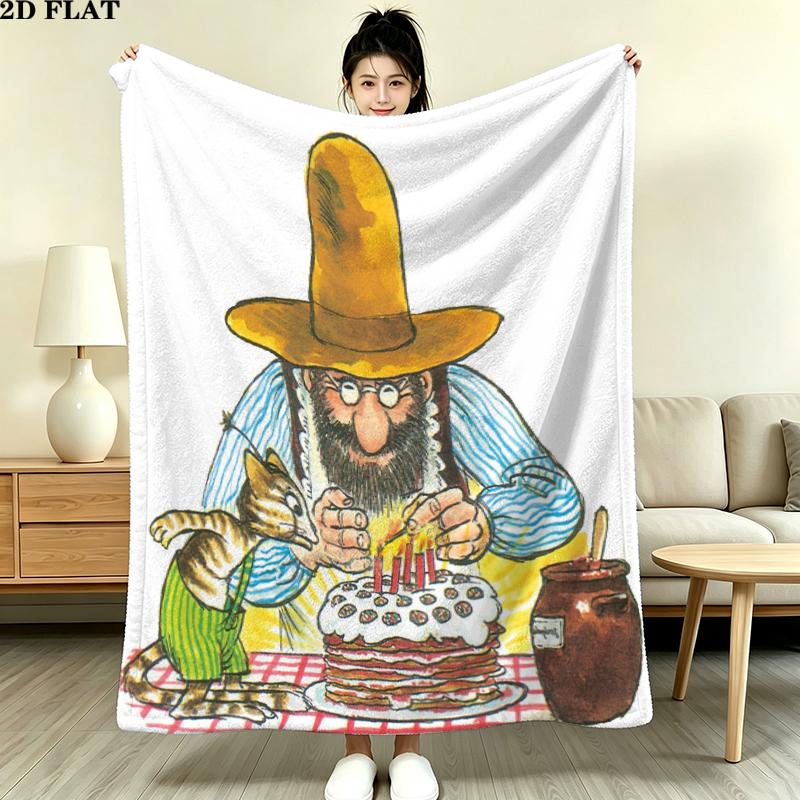 Couverture en Flanelle Pettson Findus, Haute qualité, Confortable pour Toutes les Saisons, Décoration d'Intérieur, Chaleur et Confort, Parfait pour les Cadeaux de Noël