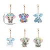 6PCS Diamond Art Keyring Baby Elephant Double Sided Rhinestone Painting Keychain Pendant Calf for Adult  Purse Handbag Decor