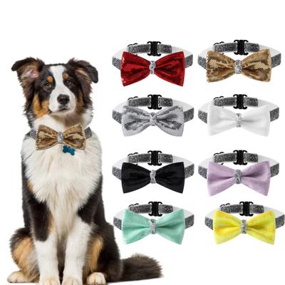 Pet Bow Tie Vivid Color Wear-resistant Waterproof Sequins Style Sparkling Pet Dog Cat Collar