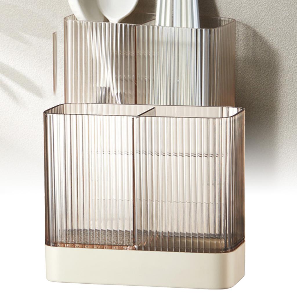 Kitchen Utensil Holder with Drain Hole Wall Mounted Plastic for Cutlery Chopstick Spoons Forks