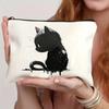 Vierkante Witte DIY Schilderen Rits Canvas Tassen Munt Geld Houder Tassen Leuke Katten Bedrukt Studenten Potlood Pen Schrijfwaren Opbergtas