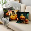 Halloween Interesting Pumpkin Lantern Series Castle Linen Throw Pillowcase Decorative Cushion Cover For Sofa Livingroom Party
