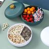 Snack Serving Tray with Lid Fruit Serving Container Compartment Round Appetizer Tray Divided Plastics Food Storage Plate