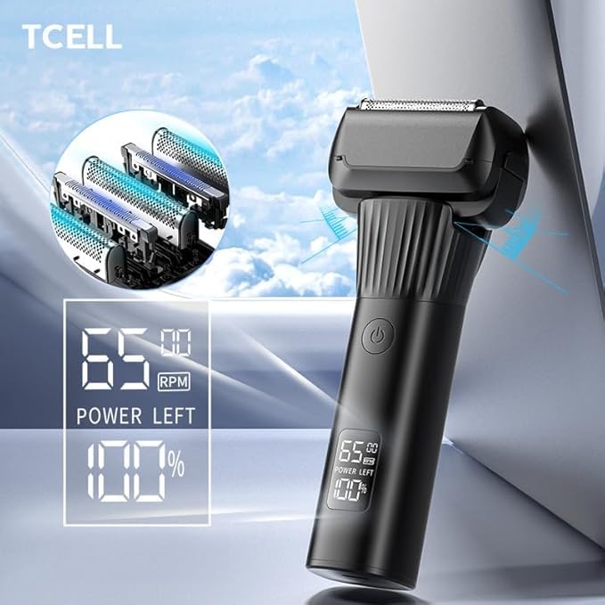 TCELL Electric with Auxiliary Shaving Shaving and Electronic LED Display Men's Shaver, 5-Blade, Reverse-Scratch Type, System, Two-Stage Rotation,