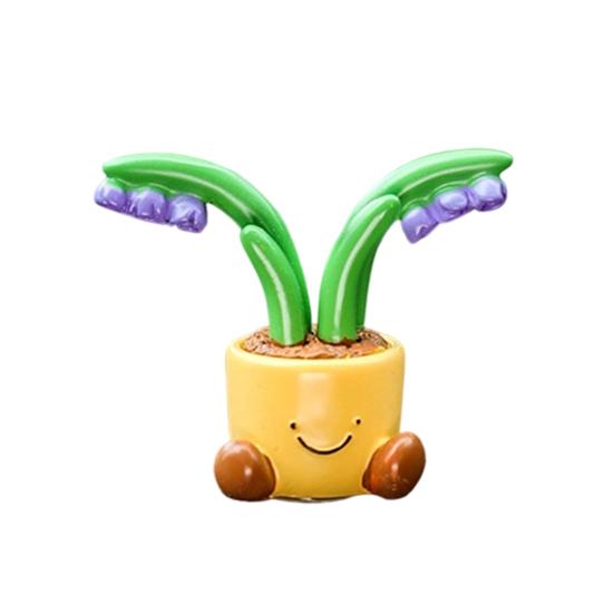 Mini Resin Car Dashboard Ornaments Cute Flower Pot Figurine, Cartoon Planter Ornament Decorative Accessories for Interior Desk Decor, Fairy