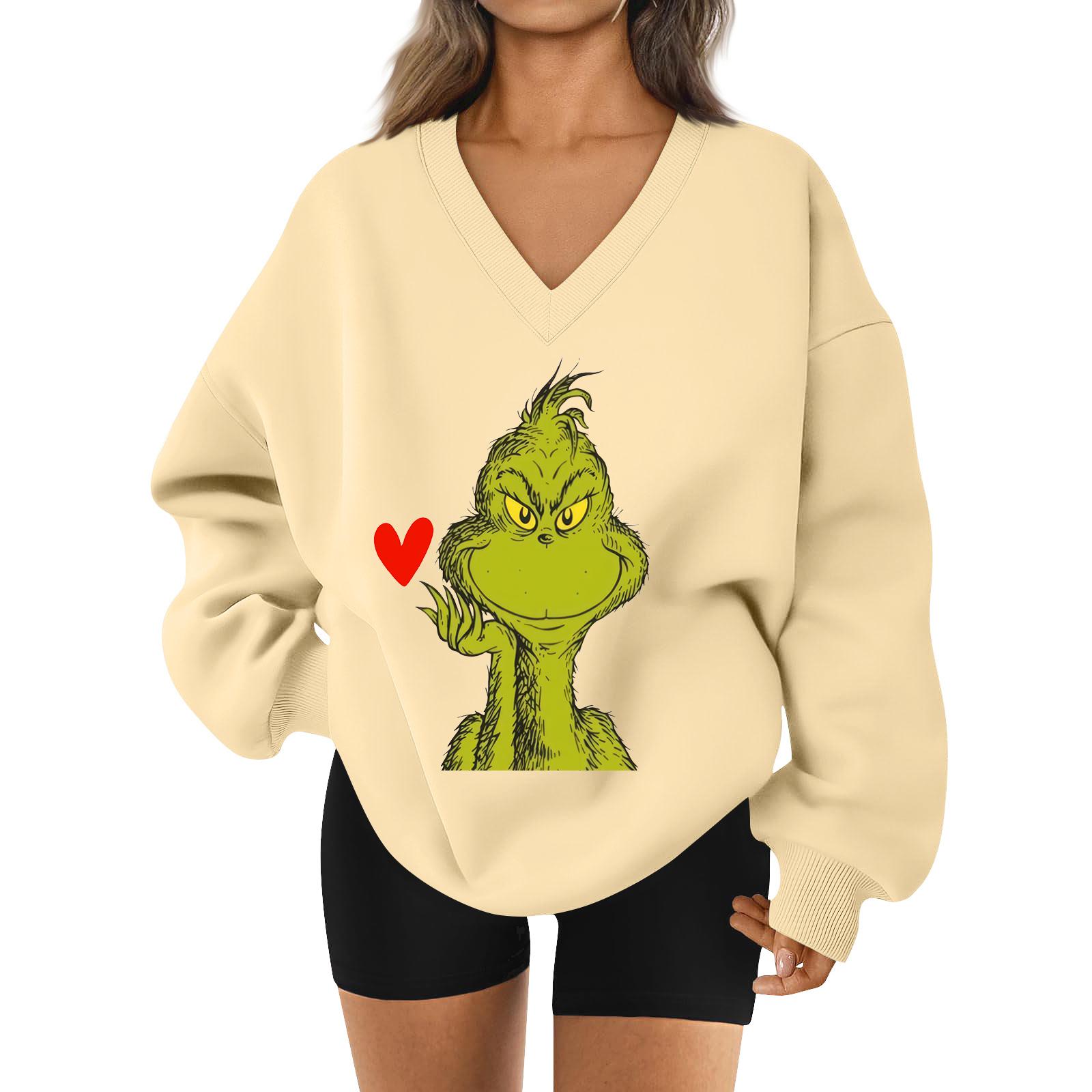 Женская свободная и удобная спортивная одежда с V-образным вырезом и надписью толстовка с длинным рукавом повседневная одежда для сочетания L бежевый 1980₽