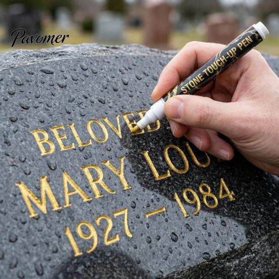 Monument Lettering Pen Tombstone Marker with Precision Tip Waterproof Fade-Resistant Fast-Drying Memorial Inscription UV Resistant for Inscriptions
