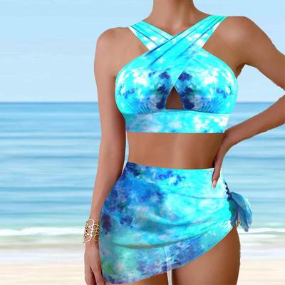 Trajes de baño para mujer Tankini Traje de baño de 2 piezas Trajes de baño de vacaciones con teñido anudado