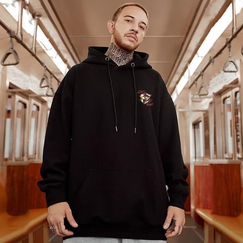 Men Oversized Pullover Hoodie Fashion Loose Multicolor Rubik’s Cube Panda Print Long Sleeve Couple Clothes