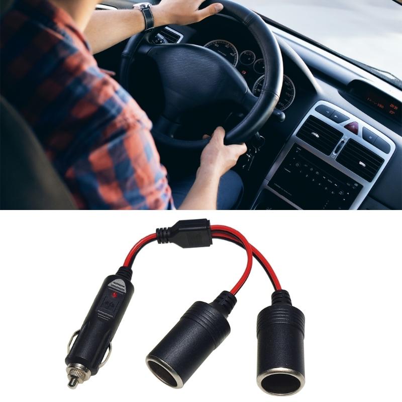 High-current Vehicle-mounted Car Cigarette Lighter Cable Line 1 In 2 Out Male To Double Female Y Splitter Adapter Cord