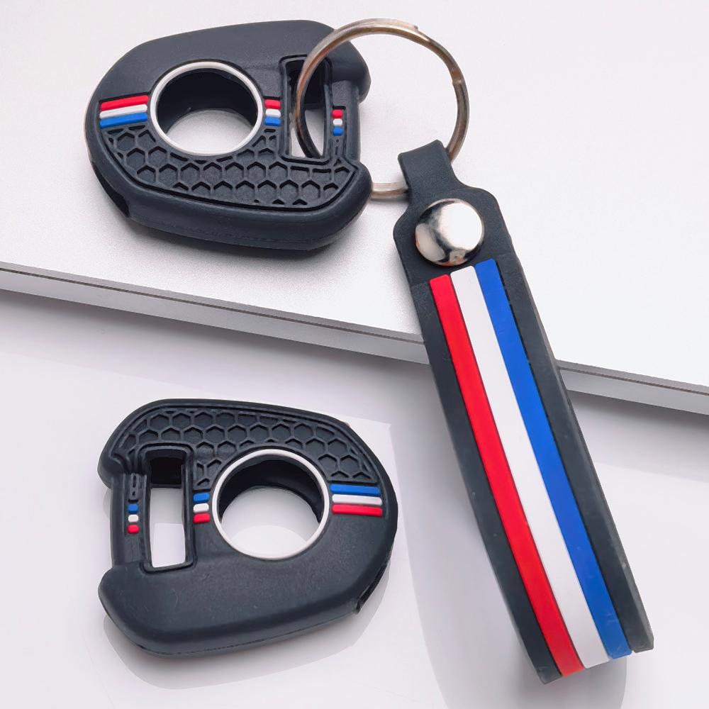 Silicone Car Keychain Strap for Honda CB CBR PCX ADV FORZA X-ADV Africa Twin Rebel Grom Honeycomb Texture Racing Stripe Anti Lost Key Ring Holder