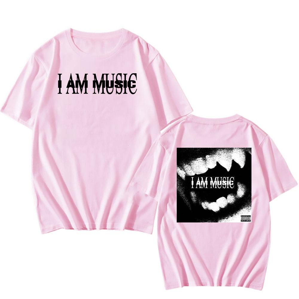 T-shirts de Algodão de Verão Eu Sou Música Estampa Camiseta Manga Curta Gola O para Homens Mulheres Grunge Hip Hop Tops