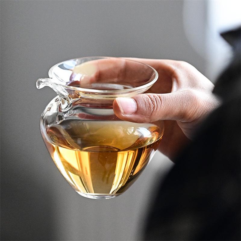 Japanese Style 220ML Fukubukuro High Borosilicate Glass Fair Cup Tea Pitcher Chahai Serving Teacup Kung Fu Tea Set Teaware