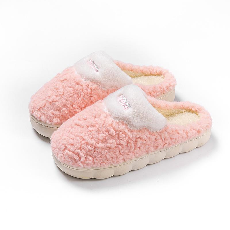 Rainbow Fluffy Cotton Slippers Autumn and Winter Thick-soled Fluffy Slippers Women's Home Use Couple Warm and Velvet Cotton Slippers