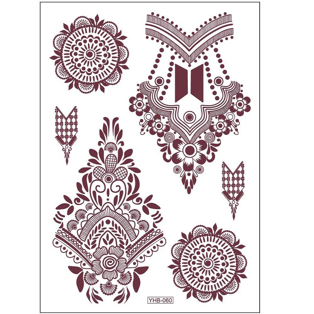 

Коричневая красная кружевная татуировка-наклейка, водонепроницаемая, на руку, на спину, имитация Ханы, временная тату-наклейка 148*210mm